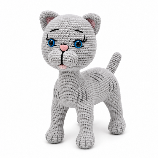 Handmade Crochet Cat – 12” Amigurumi Stuffed Animal | 3 Colors