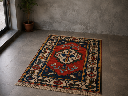 No:05 Vintage Sille Turkish Rug-3.77x7.15 ft