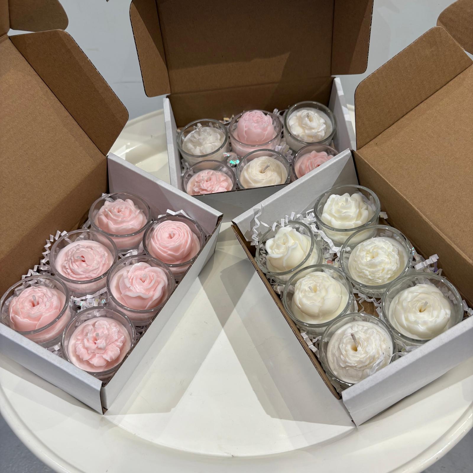 Handmade rose scented floral soy candle gift set of 6