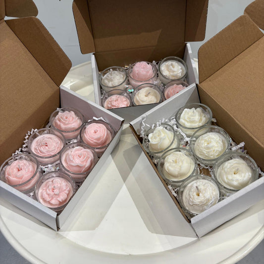 Handmade rose scented floral soy candle gift set of 6