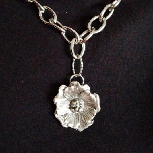 Silver Chain with Flower Pendant Necklace