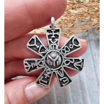 Silver Shaman Pendant Necklace With Black Cord