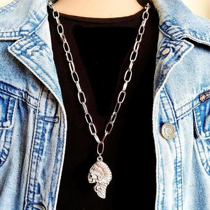 Silver Chain with Indian Pendant Necklace
