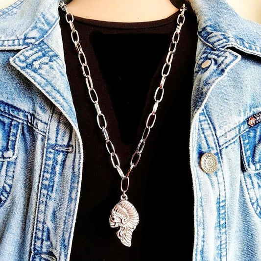Silver Chain with Indian Pendant Necklace