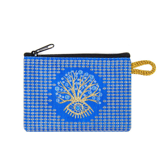 Turkish Woven Mini Wallet – Evil Eye Coin Purse & Small Zip Pouch