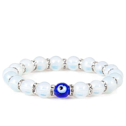 8mm Moonstone-Style Beaded Bracelet | Adjustable Bracelet