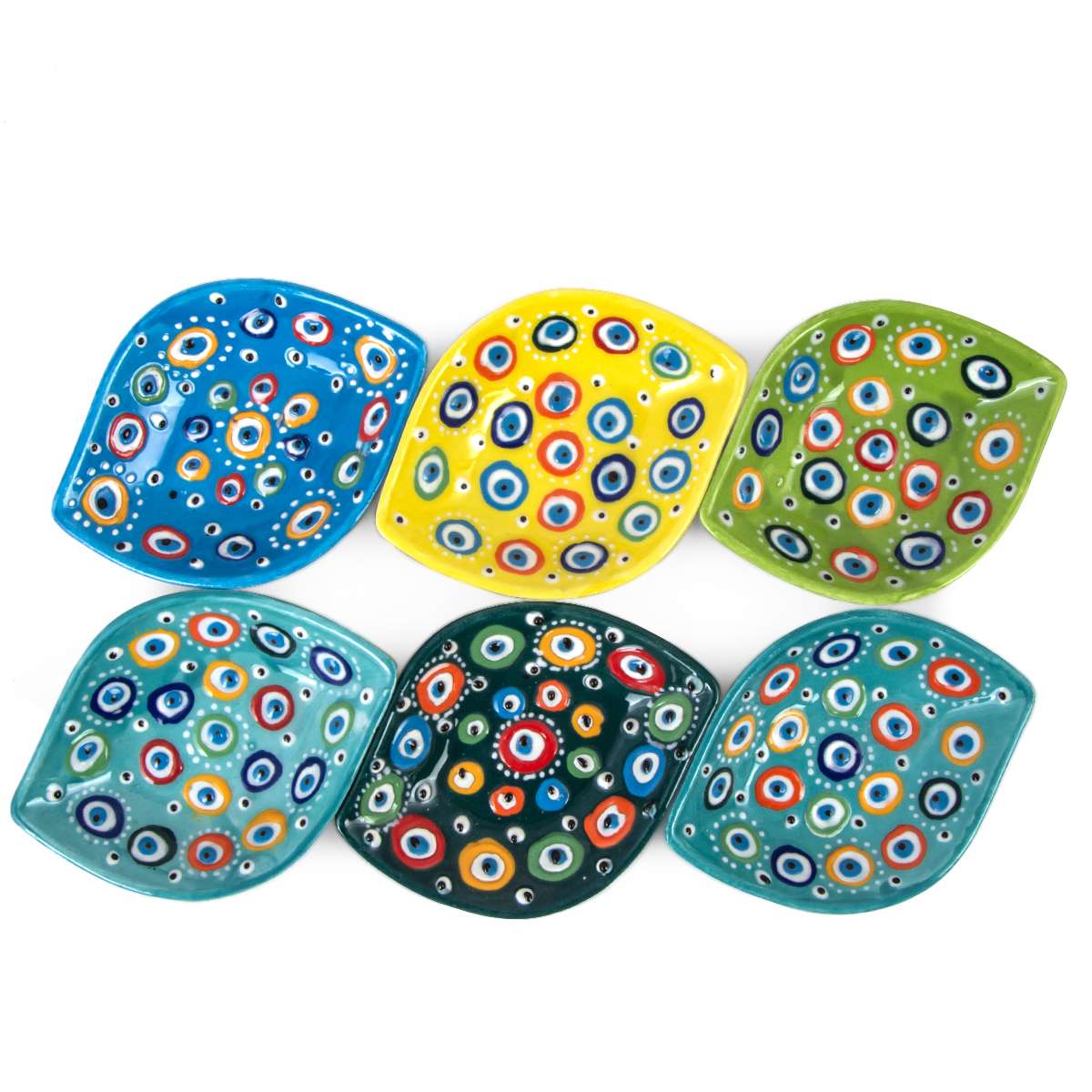 Handmade Turkish Evil Eye Ceramic Bowl – Nazar Boncuk Trinket Dish – Colorful Small Serving Bowl – 12 cm