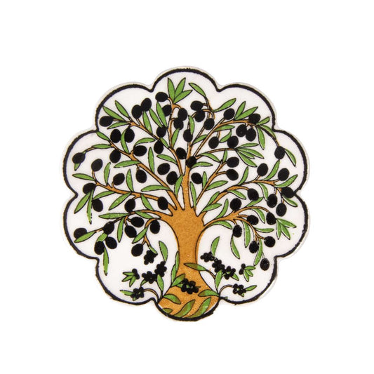 Ottoman Pattern Ceramic Tea Coaster with Non-Slip Base