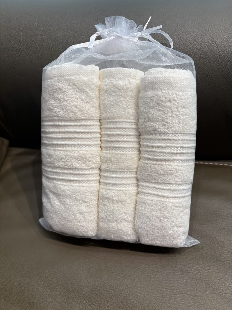Set of 3 small soft cotton towels for spa and self care gift
