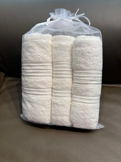 Set of 3 small soft cotton towels for spa and self care gift