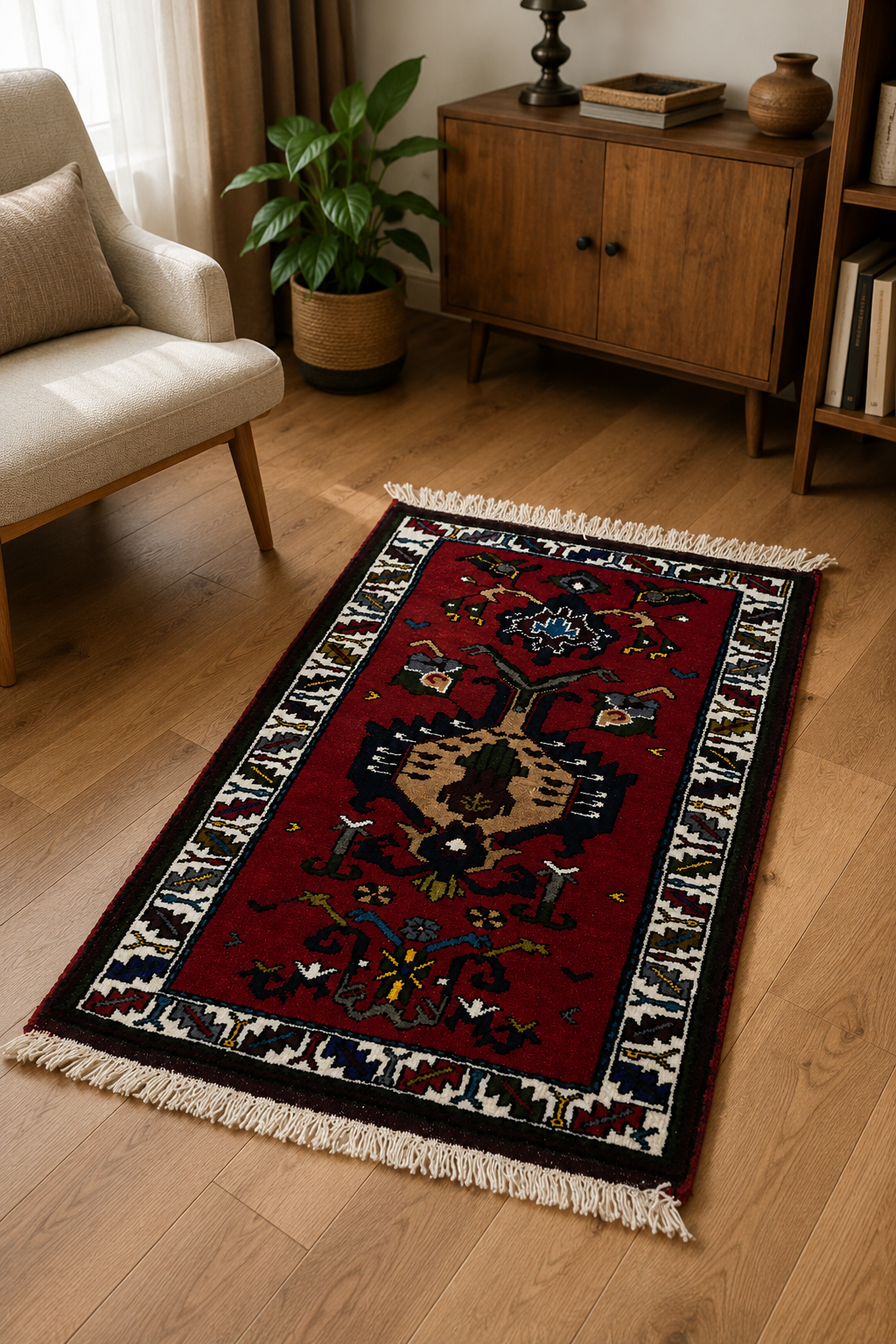 no:20 Vintage Nigde Kirman Wool Rug-2.79x4.10 ft