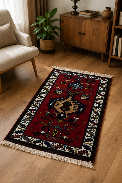 no:20 Vintage Nigde Kirman Wool Rug-2.79x4.10 ft