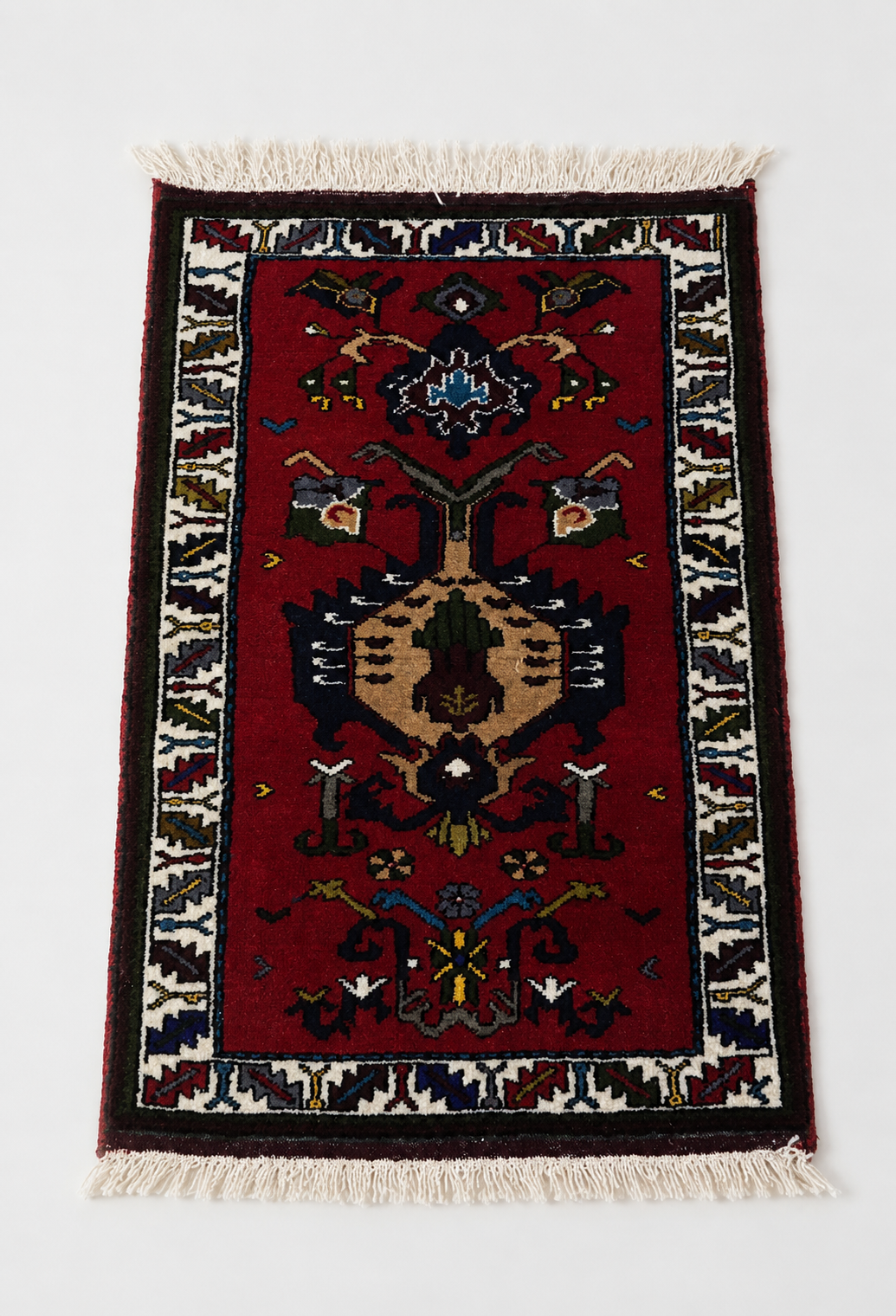 no:20 Vintage Nigde Kirman Wool Rug-2.79x4.10 ft