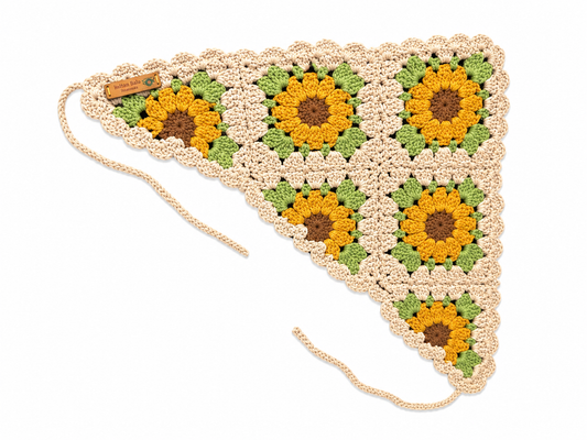 Handmade Crochet Granny Bandana | Boho Head Scarf | Festival Hair Wrap