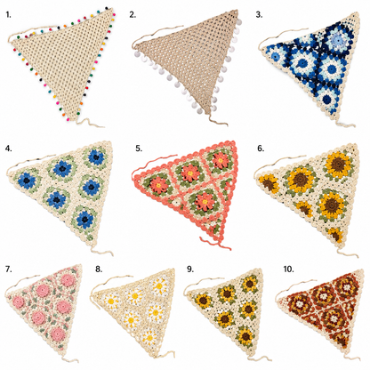 Handmade Crochet Granny Bandana | Boho Head Scarf | Festival Hair Wrap