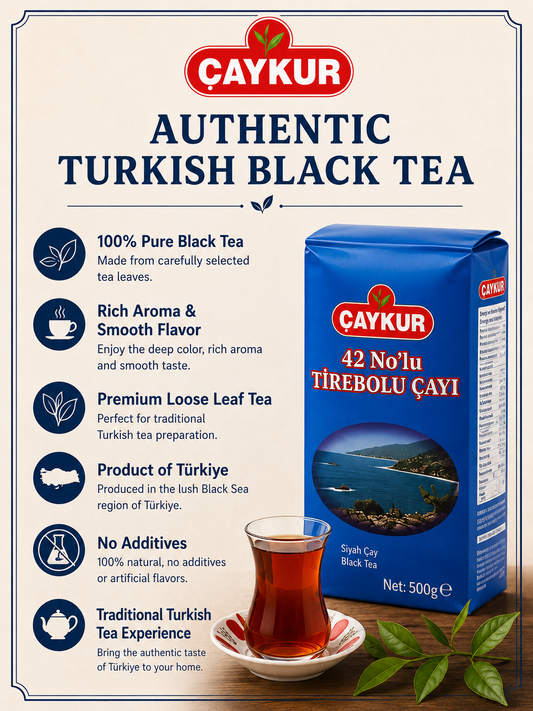 CAYKUR Tirebolu No:42 Black Tea – Premium Turkish Loose Leaf Tea (500g)