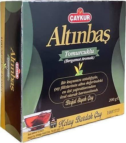 Çaykur Altınbaş Tomurcuklu Bergamot Aromalı Turkish Black Tea – 100 Tea Bags, 200g
