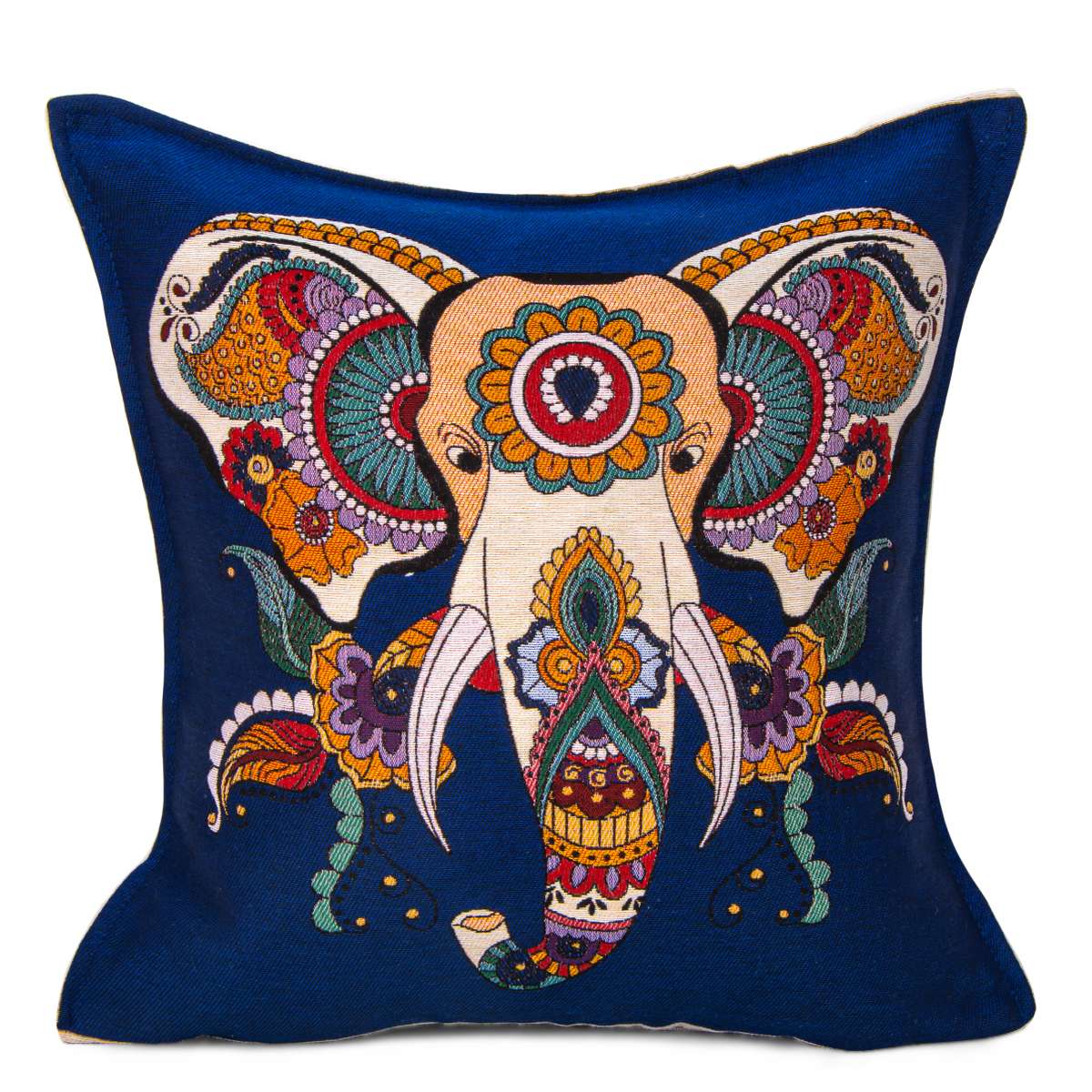 Animal Tapestry Pillow Cover 18x18 – Elephant & Colorful Cat Designs