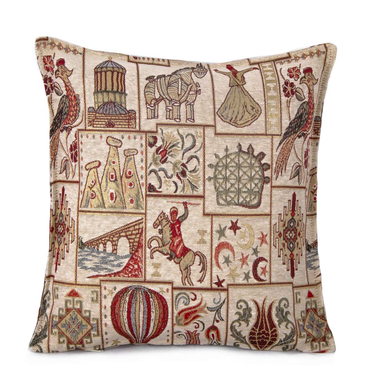 Turkish & Anatolian Tapestry Pillow Cover 18x18 – Traditional Woven Design