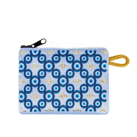 Turkish Woven Mini Wallet – Evil Eye Coin Purse & Small Zip Pouch