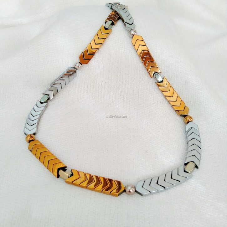 Silver and Gold Hematite Unisex Necklace