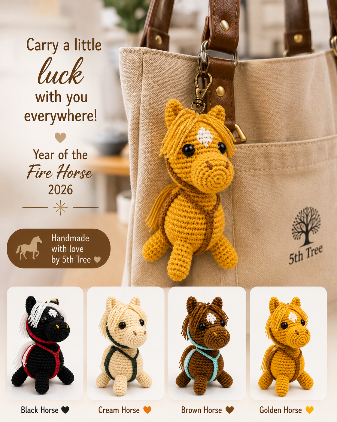 Handmade Crochet Horse Keychain | Amigurumi Horse Charm | Cute Bag Charm | Horse Lover Gift | Mini Plush Toy | Handmade Gift