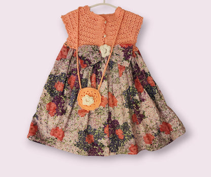 4 Pcs Toddler Knit Girl's Dress with Floral Pattern Skirted 2-3 Y