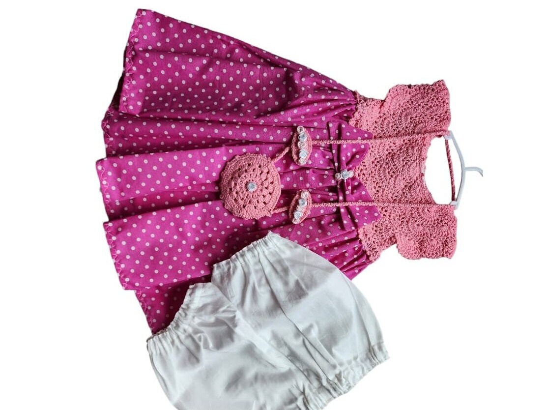 4 pcs Toddler Girls Dress Special  Set White Polka