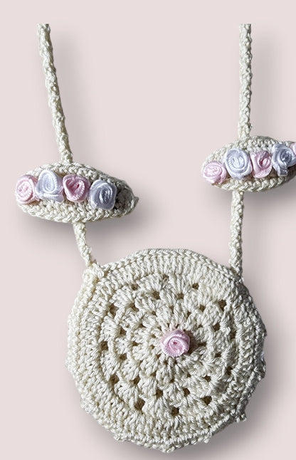 Baby Girls Dress  Rose Skirts Knit Top and Fabric Knitting Girl Outfit 4pcs  ,Dress & Bag, Hair clips, and shorts, 12 M