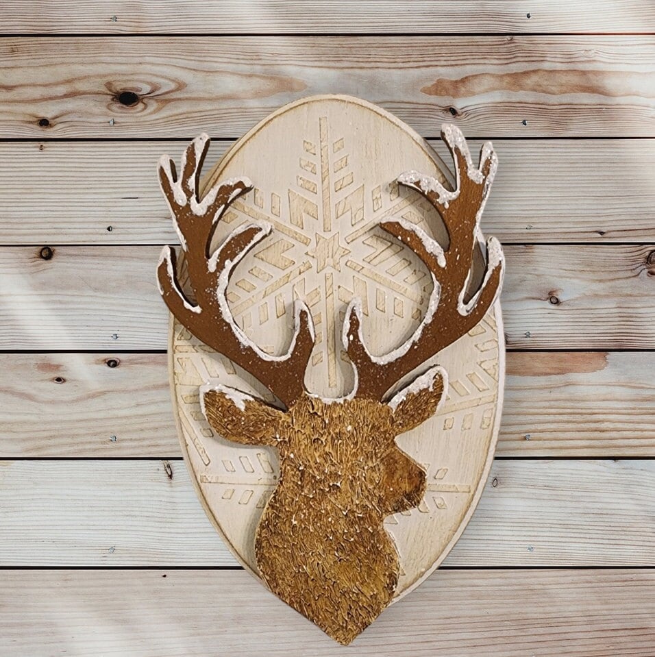 Christmas Deer Head Antlers wood