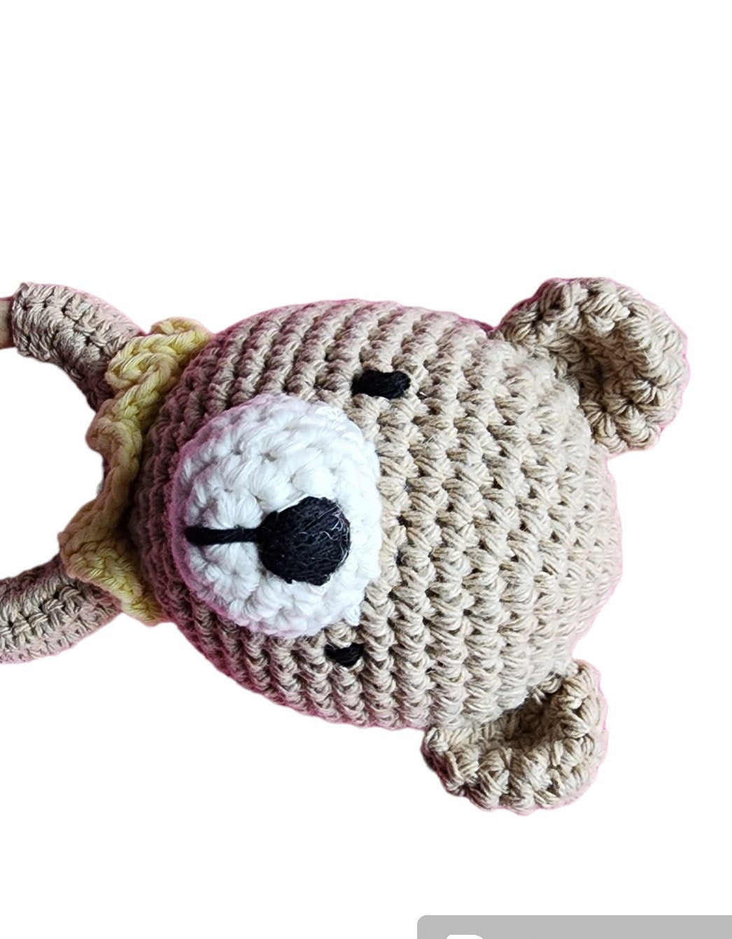 3 pcs Adorable Bear-Embroidered Yellow Knit Vest Set for Your Little One, Crochet Baby Vest Bear Set with boots and rattle..