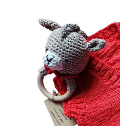3 Pcs Cute Horse  Design Red  Crochet Vest ,Boots And Horse Rattle, Knitting Baby Vest set , amigurumi horse Rattle, Autumn baby outfit,6-9M