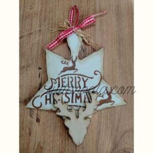 Wooden Painting Door and Wall Decoration Deer head on star