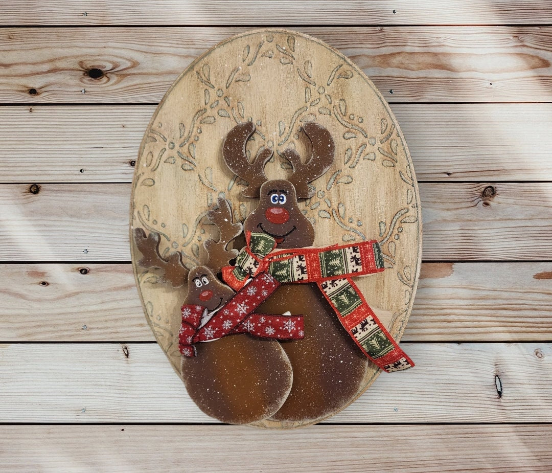 Christmas Decor Handmade Wall Mother and  Baby Deer