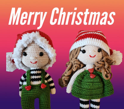 Christmas Twins Amigurumi  Dolls, Crochets Christmas Gift , Unique handmade