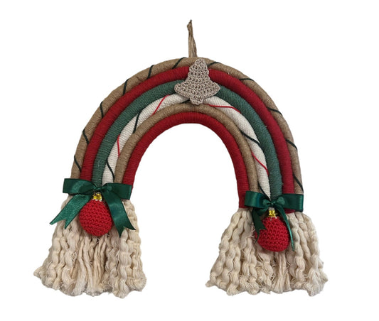Christmas Macrame Horseshoe Door Decor, Noel and Newyear Decor, Horseshoe macrame Hanging, Christmas Wreath Horseshoe