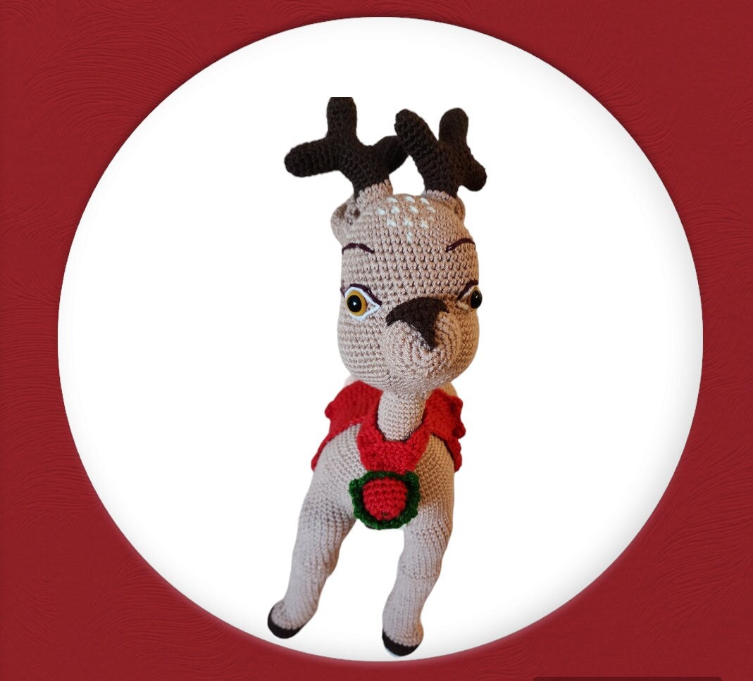 Christmas Reindeer  For Home decor| Reindeer Amigurumi Toy  for Christmas |Christmas Gift, Santa Reindeer Red ,|Handmade Reindeer Amigurumi