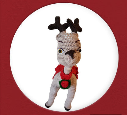 Christmas Reindeer  For Home decor| Reindeer Amigurumi Toy  for Christmas |Christmas Gift, Santa Reindeer Red ,|Handmade Reindeer Amigurumi