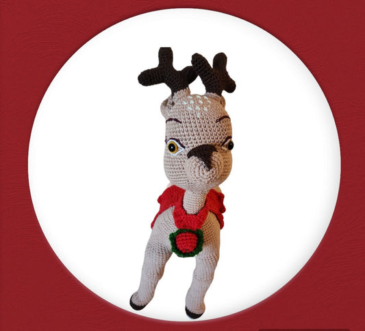 Christmas Reindeer  For Home decor| Reindeer Amigurumi Toy  for Christmas |Christmas Gift, Santa Reindeer Red ,|Handmade Reindeer Amigurumi