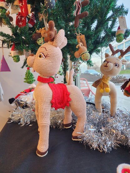 Christmas Reindeer  For Home decor| Reindeer Amigurumi Toy  for Christmas |Christmas Gift, Santa Reindeer Red ,|Handmade Reindeer Amigurumi