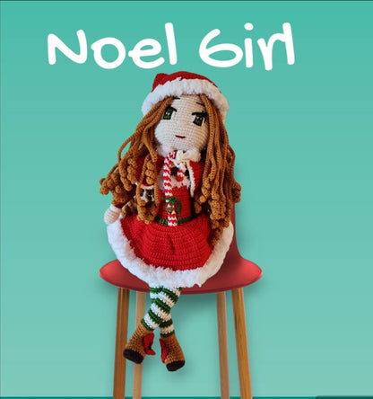 Christmas Amigurumi Girl- Festive Holiday Doll-Large Amigurumi Christmas Girl-Sparkling Eyes and Festive Outfit-Unique 17-Inch Holiday Decor