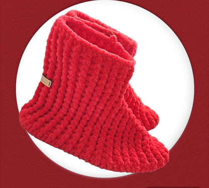 Knitting Velvet Slippers | Velvet Boots |Crochets Velvet Boot | House Shoes |Winter Velvet Slippers |Velvet Thread Handcrafted Home Slippers