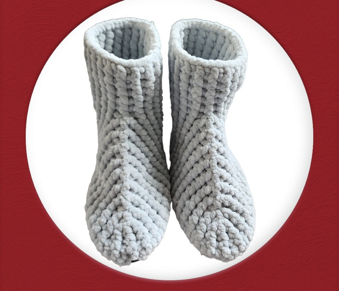 Knitting Velvet Slippers | Velvet Boots |Crochets Velvet Boot | House Shoes |Winter Velvet Slippers |Velvet Thread Handcrafted Home Slippers