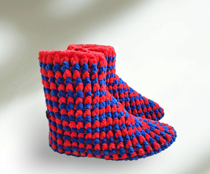 Knitting Velvet Slippers | Velvet Boots |Crochets Velvet Boot | House Shoes |Winter Velvet Slippers |Velvet Thread Handcrafted Home Slippers