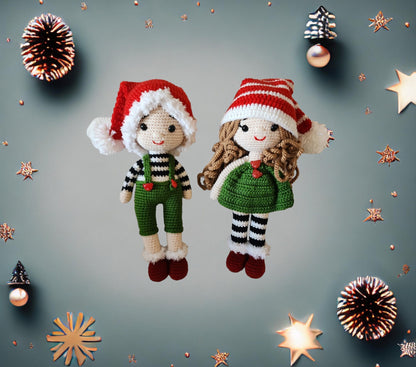Christmas Twins Amigurumi  Dolls, Crochets Christmas Gift , Unique handmade