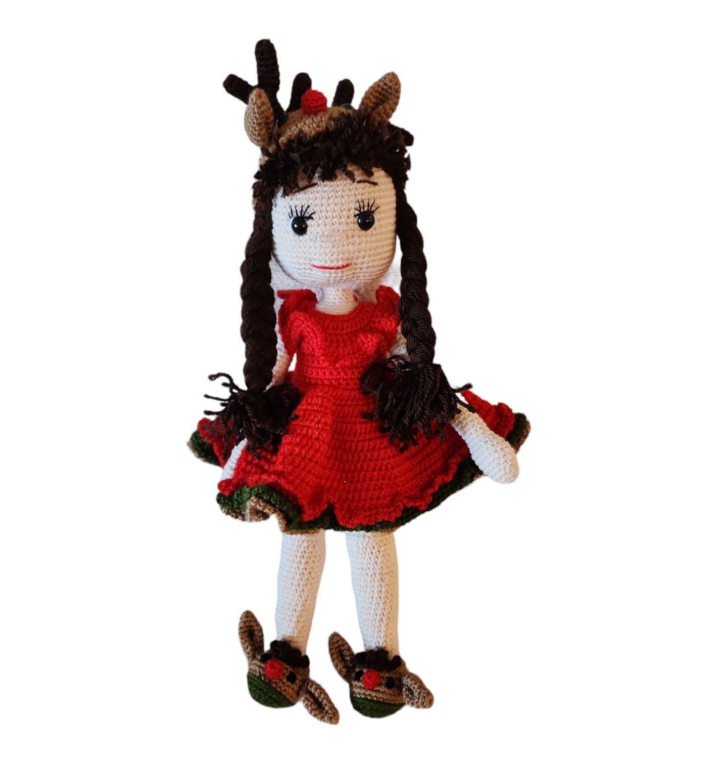 Christmas Amigurumi Girl Reindeer Dress| Reindeer Girl |Christmas Amigurumi | Red Dress Amigurumi Girl Doll