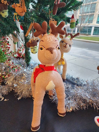Christmas Reindeer  For Home decor| Reindeer Amigurumi Toy  for Christmas |Christmas Gift, Santa Reindeer Red ,|Handmade Reindeer Amigurumi