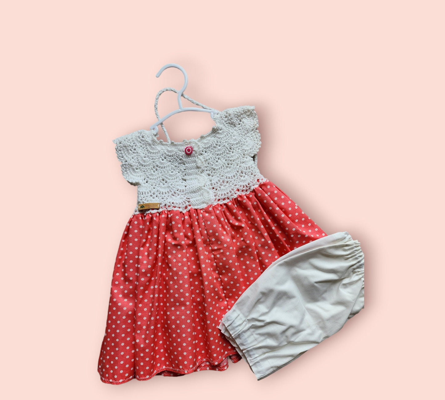Summer Girl Knitting Dress Set , 4 pcs Toddler Girls Dress,  Knit Top and  Fabric Knitting Girl Outfit ,Dress & Bag, Hair clips, and shorts