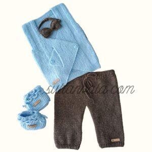 Hand-Knitted Baby Set - 4 pcs ,3-12 M