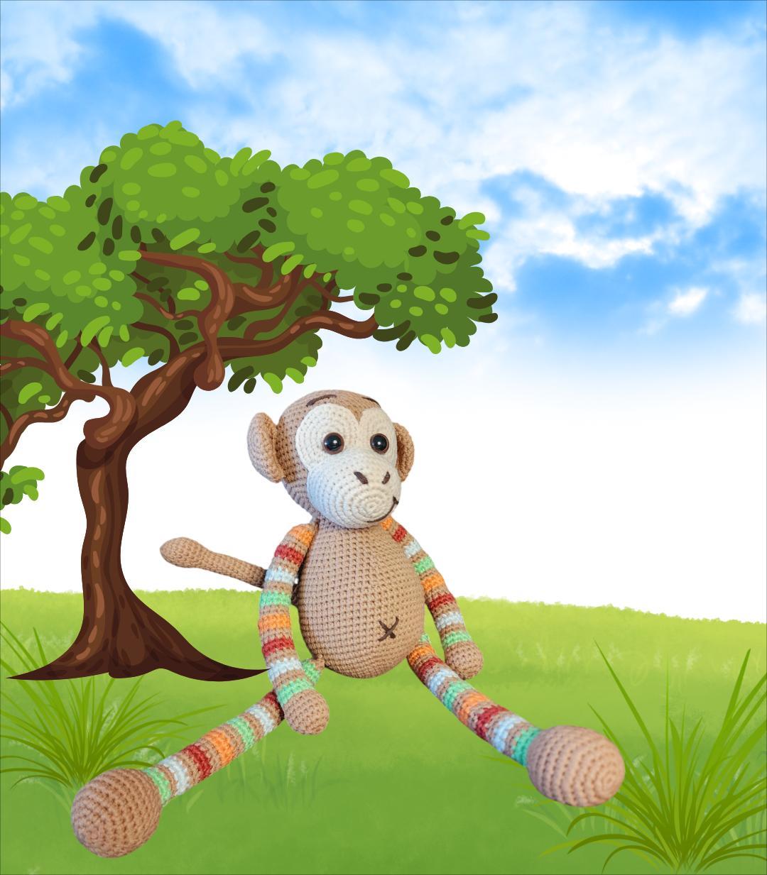 Amigurumi Pink colorful Monkey Toy